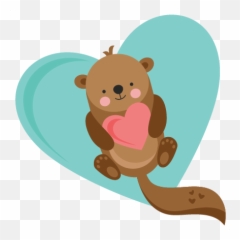 Heart Otter Valentine Svg Cuts - Cute Otters Clipart Png,Otter Png