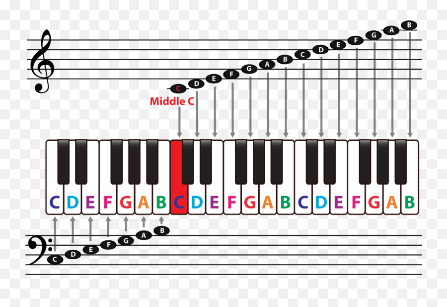 The Staff Clefs U0026 Middle C U2013 Piano Music Theory - Piano Notes Flats And Sharps Png,Music Staff Png