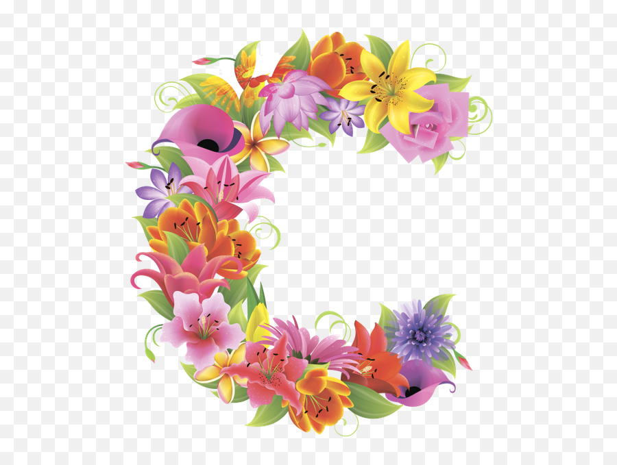 Clipart Letters Floral Transparent - C Letter In Flowers Png,Floral Transparent