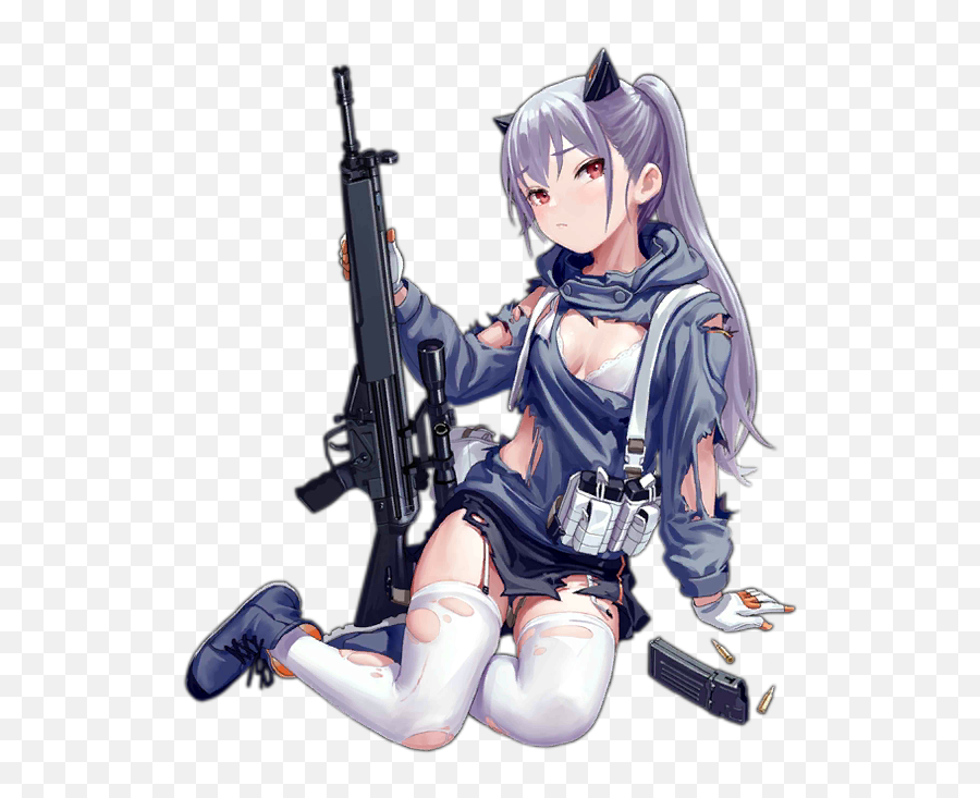 Assault Rifle Bangs Blush Boots Bra - Girls Frontline Hk33 Png,Holding Gun Transparent