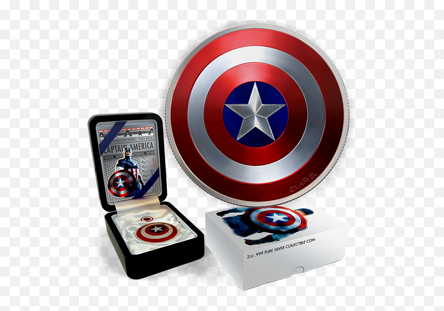 Download Hd Captain Americau0027s Shield 2 Oz - Silver Captain America Shield 75th Anniversary Png,Captain America Transparent Background