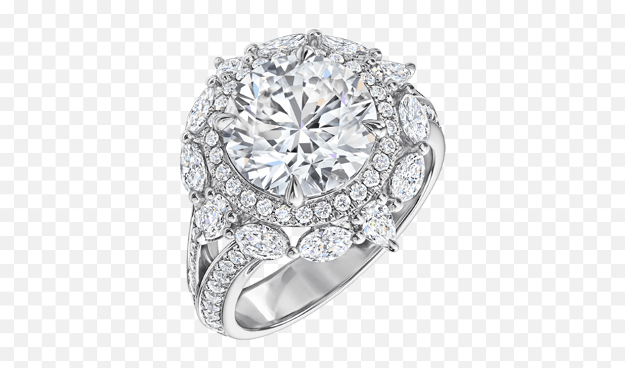 Round Brilliant Diamond Engagement Ring Harry Winston - Bridal Couture By Harry Winston Round Brilliant Diamond Engagement Ring Png,Halo Ring Png