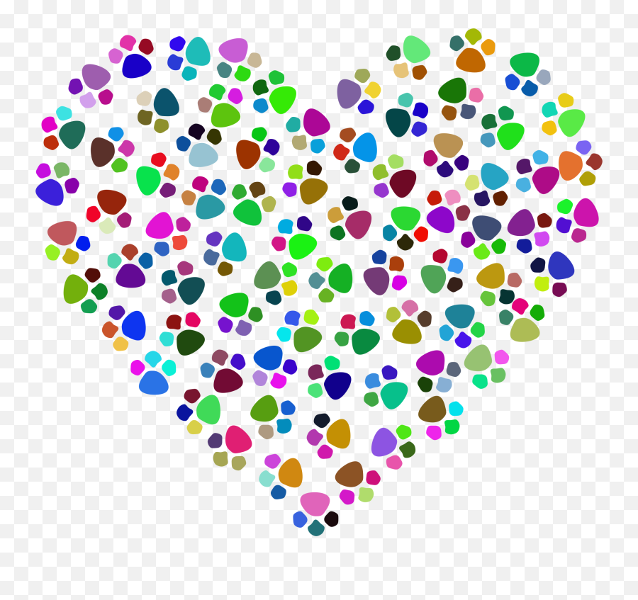 Heart Symmetry Area Png Clipart - Dog Paw Print Heart,Cat Paw Print Png