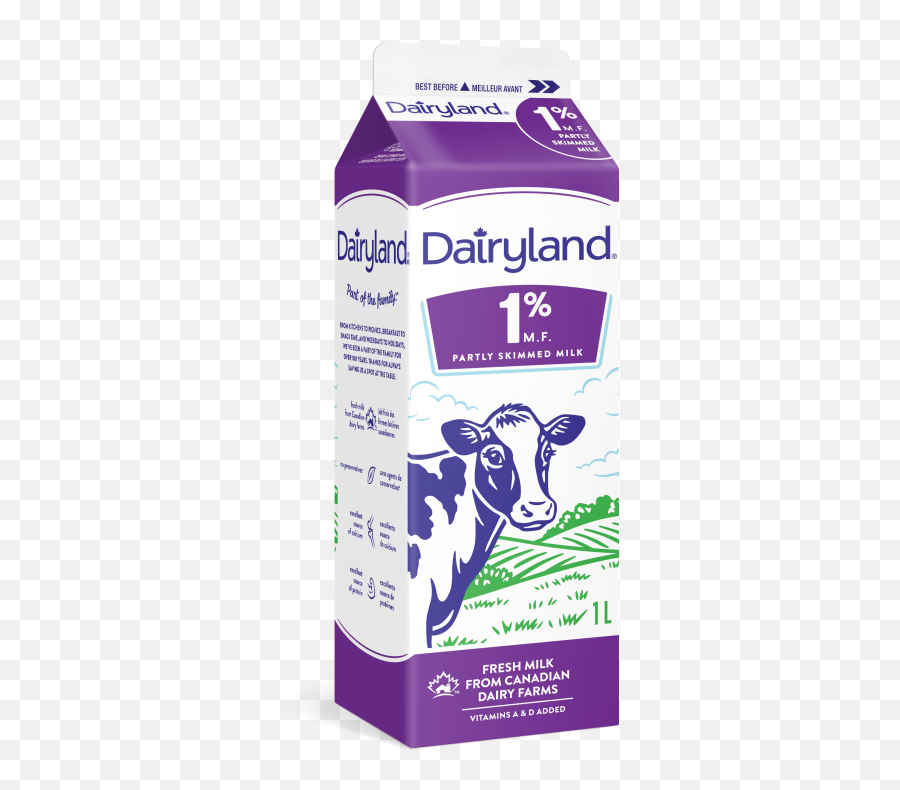 Dairyland 1 Partly Skimmed Milk - 1 Litre Carton Milk Cartoon Dairy Transparent Background Png,Milk Carton Png