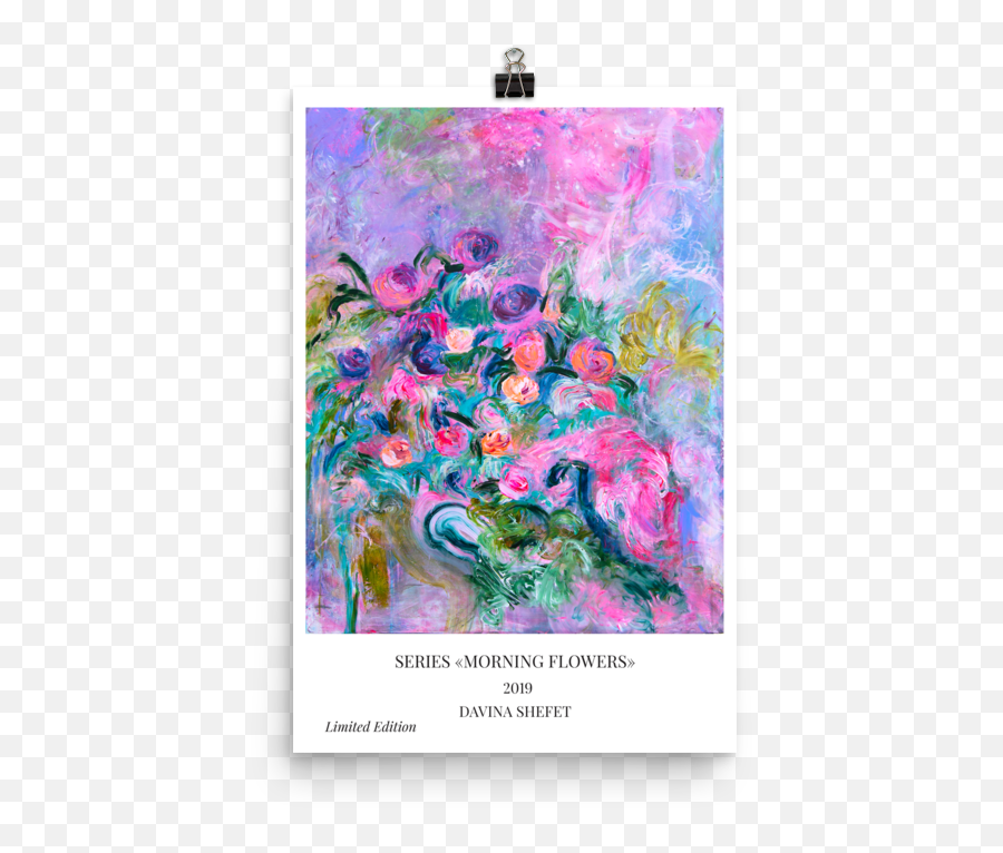 Pink And Blue Flowers Print - Davina Shefet Art Store Visual Arts Png,Blue Flower Transparent