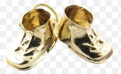 Vintage 14 Karat Yellow Gold Baby Shoes - Round Toe Png,Baby Shoes Png