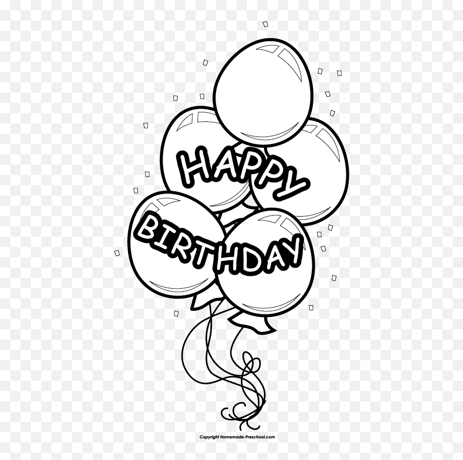 Clipart Birthday Balloons Black And White - Circle Png,White Balloons Png