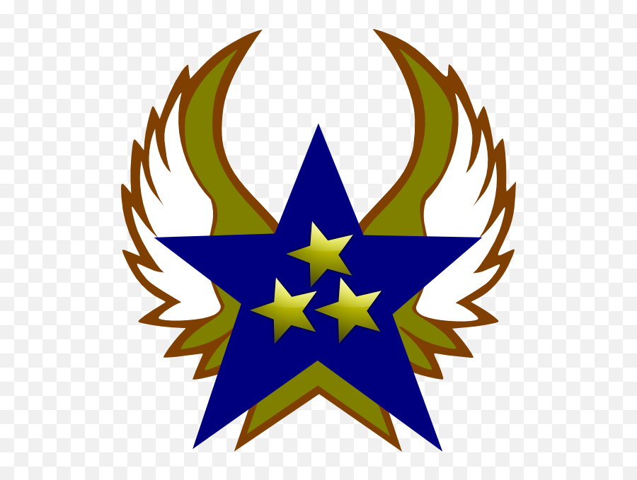Blue Star With 3 Gold And Wings Clip Art - Gambar Logo Bintang Keren Png,Blue Star Icon