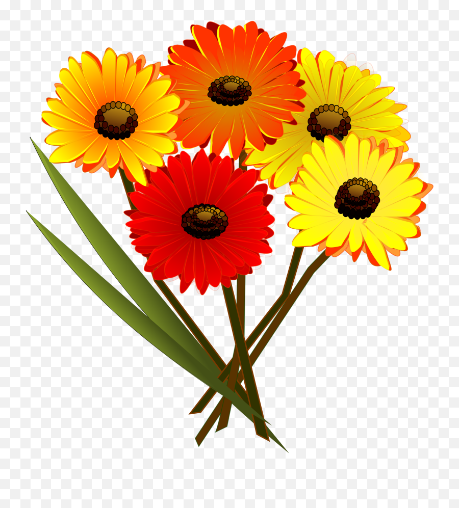 Download Daisy Clipart Flower Bunch - Red Yellow And Orange Flowers Png,Flower Bunch Png