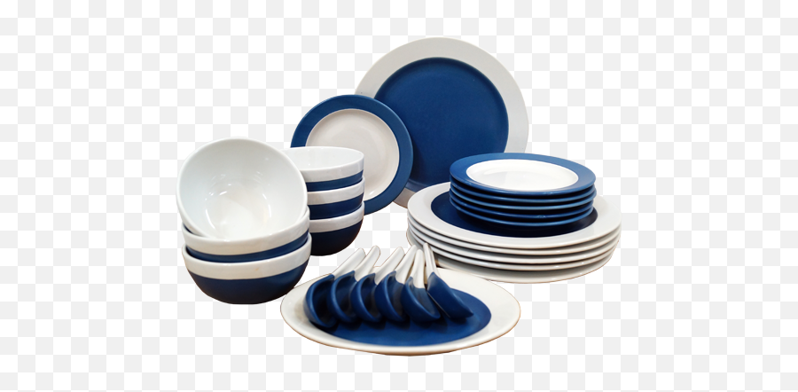 Oona Dinner Set White U0026blue 25pc - Ceramic Png,Dinner Plate Png