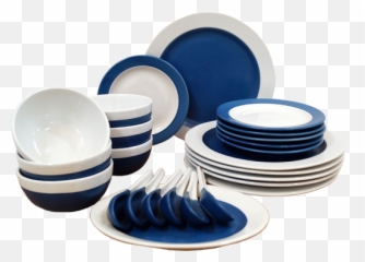 Oona Dinner Set White U0026blue 25pc - Ceramic Png,Dinner Plate Png