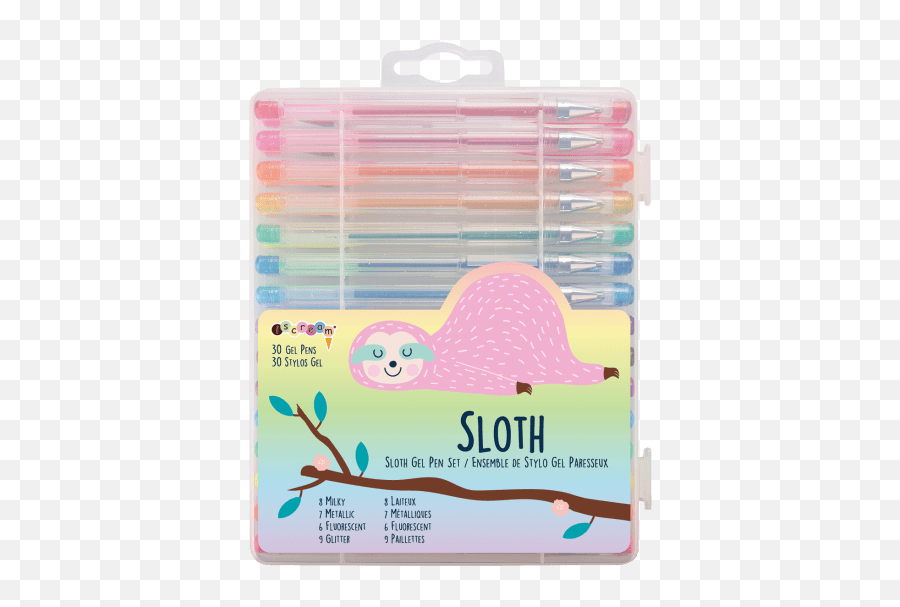 Sloth Gel Pen Set - Construction Paper Png,Sloth Transparent