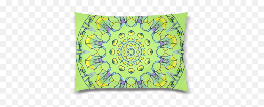 Yellow Green Purple Flowers Leaves Mandala Spring Bud Custom Zippered Pillow Case 20x30 One Side Id D144896 - Decorative Png,Green And Yellow Flower Logo