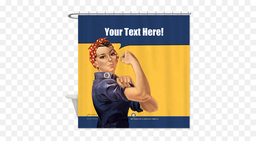 Vintage Rosie Shower Curtain - Superwoman You Can Do Png,Rosie The Riveter Icon