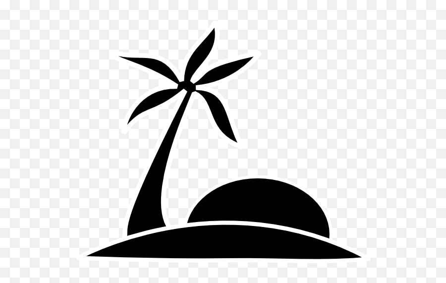 Palm Tree Beach Wsun Clip Art - Vector Clip Beach Clipart Black And...