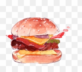 Watercolor Burger Png Image Free Vector - Watercolor Fast Food Png,Burger Png
