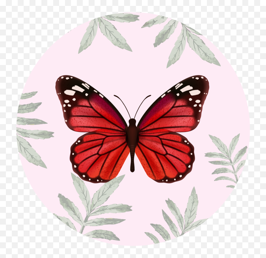 Elegant Red Butterfly Design Circular Mat - Beautiful Red Butterfly Png,How To Make Nice Icon Tumblr Art
