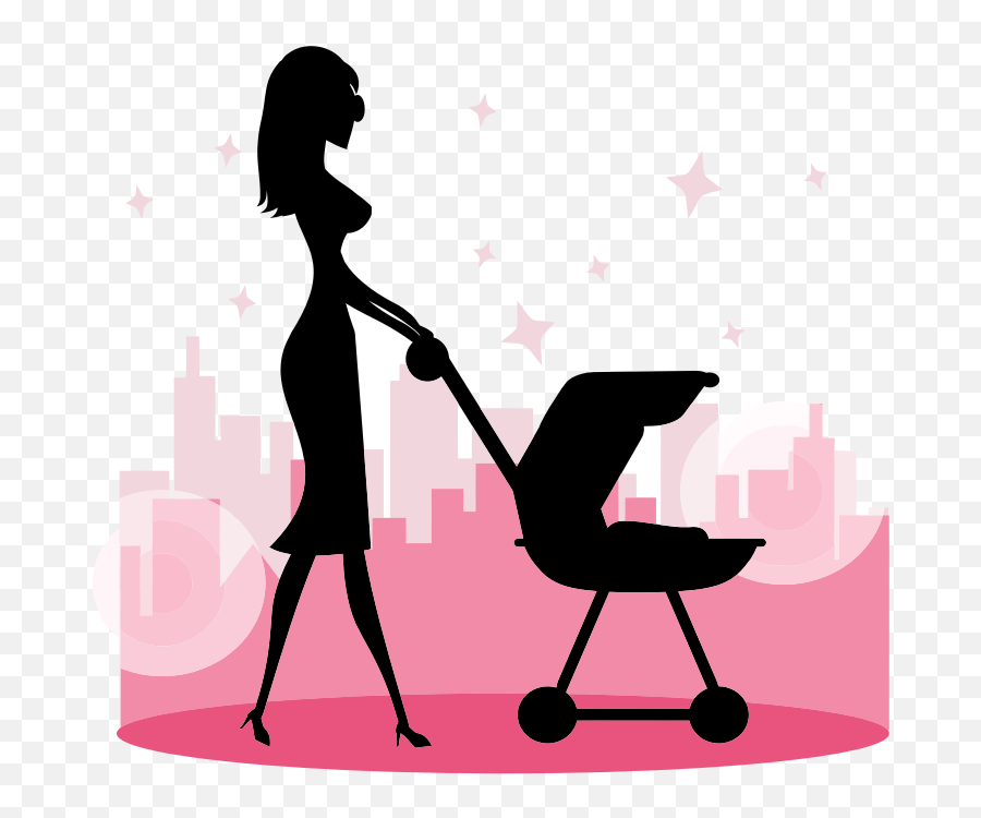 Woman With Baby Carriage Silhouette - Openclipart Rockstar Mom Png,Woman Walking Icon