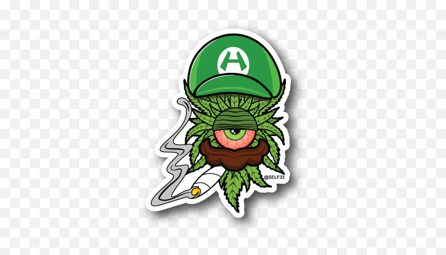 Italian Brother L Clops Stickervinyl Stickersmarijuana - Stickers Bong Png,Luigi Transparent