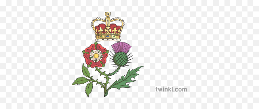 Union Of The Crowns Illustration - Twinkl House Of Stuart Flower Png,Crowns Png