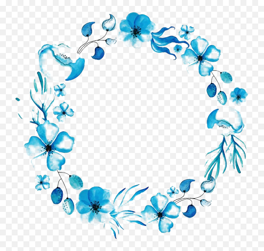 Floral Blue Frame Png Transparent Images All - Wuthering Heights Stickers,Blue Flowers Transparent