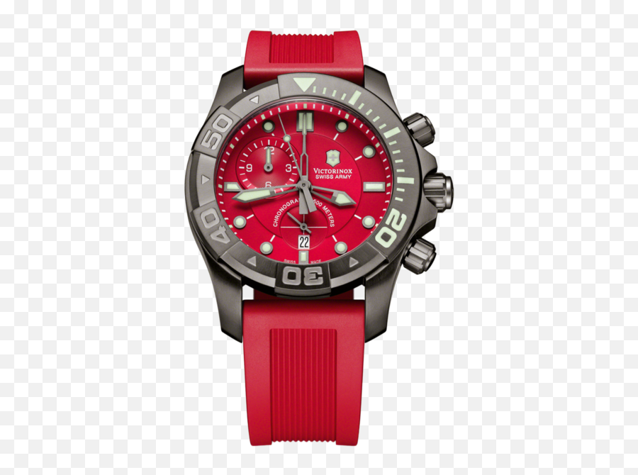 Victorinox Swiss Army Red Dial Dive - Victorinox 241422 Swiss Army Red Dive Master 500 Chronograph Watch Png,Swis Army Logo