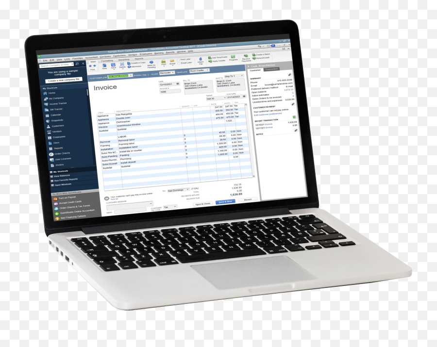 Accept Credit Card Payments In Quickbooks - Laptop Png,Where Do I Find The Gear Icon In Quickbooks