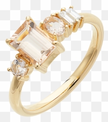 Modern Emerald Cut Engagement Rings Like Demi Lovato - Mejuri Peach Cluster png