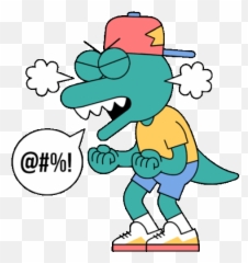 Green Dinosaur Curses Sticker - Skater Big Eyes Fictional Character png