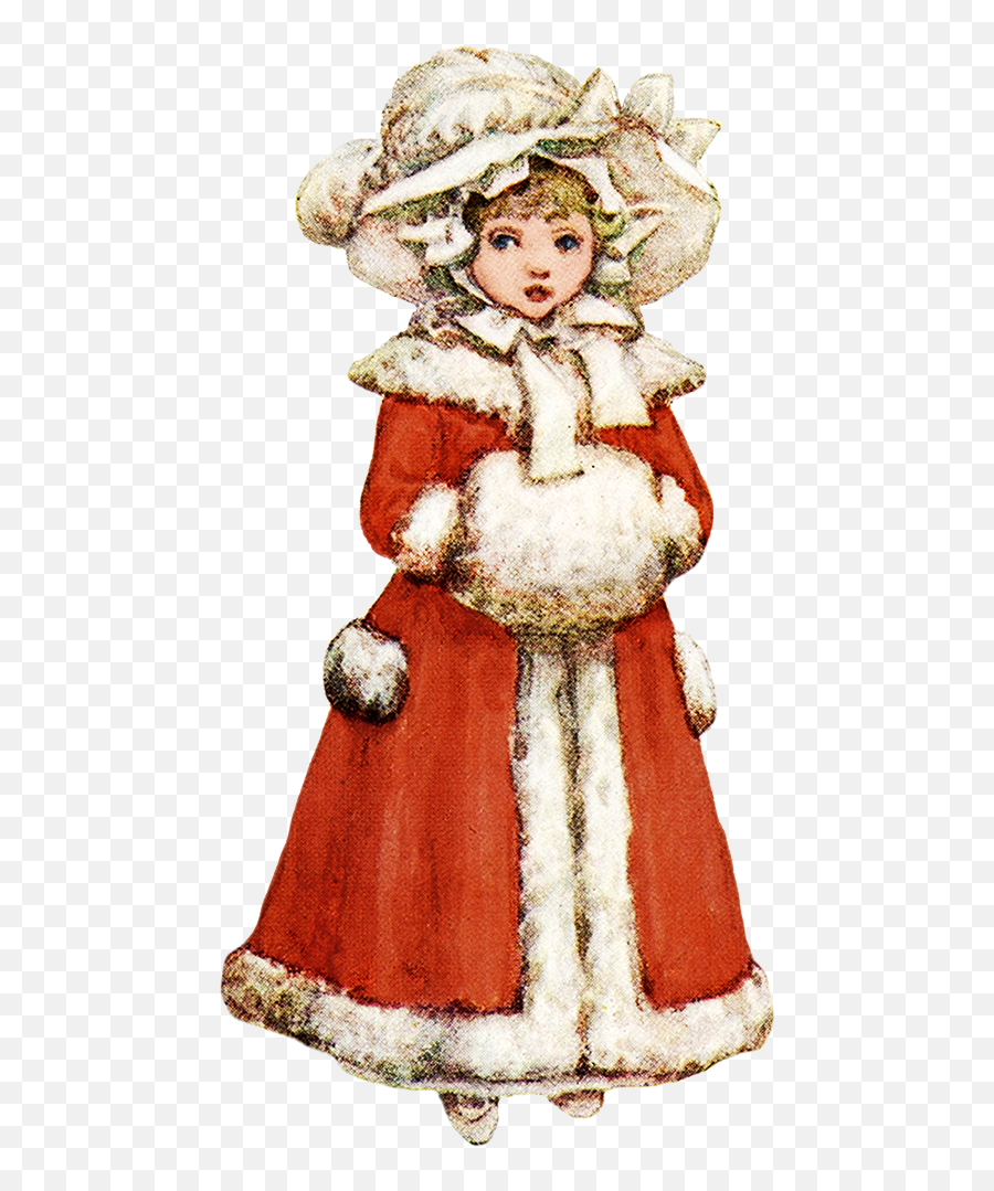 Charming Vintage Christmas Clip Art - Vintage Christmas Girls Clipart Png,Girl Drawing Png