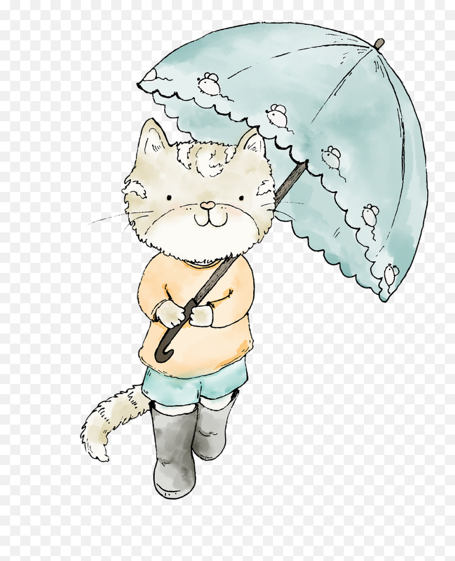 Cat Cute Umbrella Cartoon - Free Image On Pixabay Cute Cartoon Animals Good Morning Png,Cute Cat Png