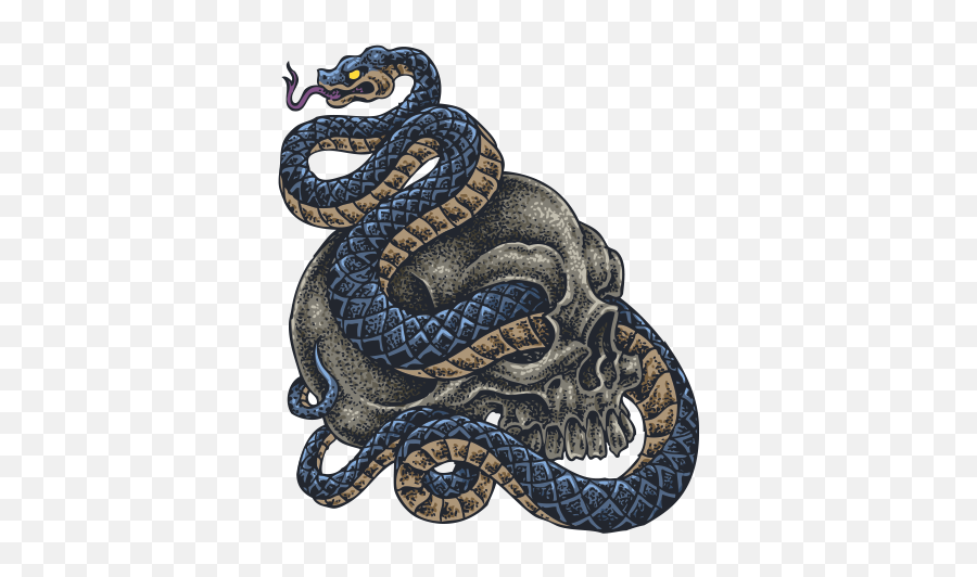 Printed Vinyl Skull Snake Synthesis Tattoo Style Stickers - Skull And Snake Png,Snake Tattoo Transparent