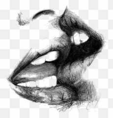 Biting Lips Sketch Lip - Dibujos De First Kiss Cute Couples Drawings Png,Labios Png