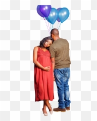 Pregnant Woman Standing Next To Man Transparent Background - Transparent People Hugging Png,Hug Png