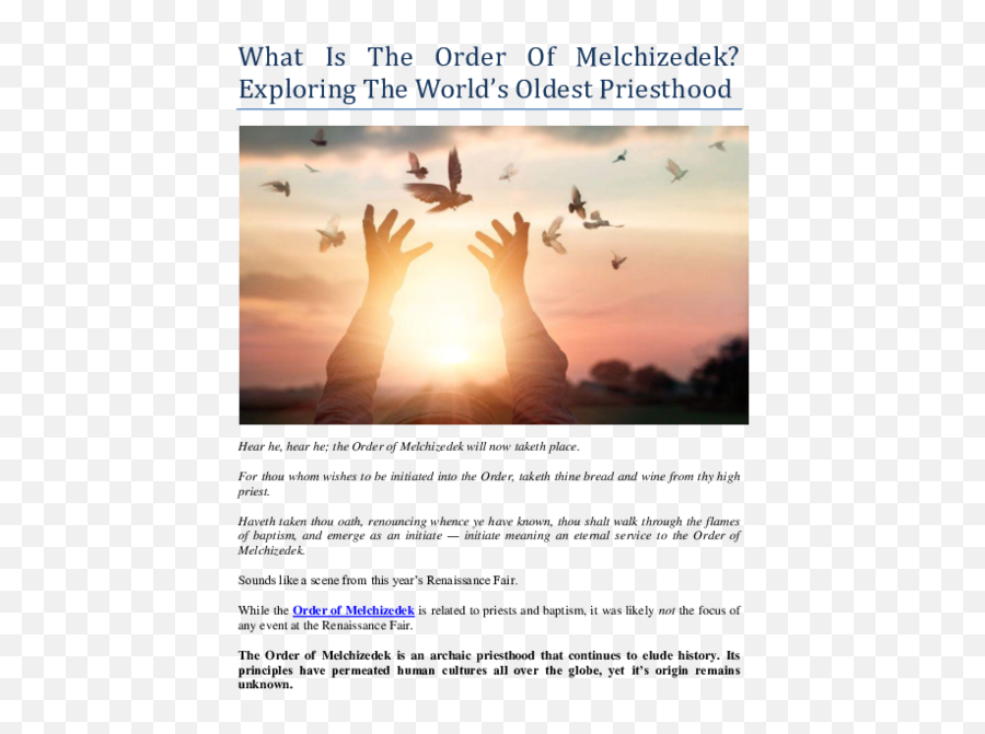 What Is The Order Of Melchizedek - Free From Sins Png,Melchizedek Icon