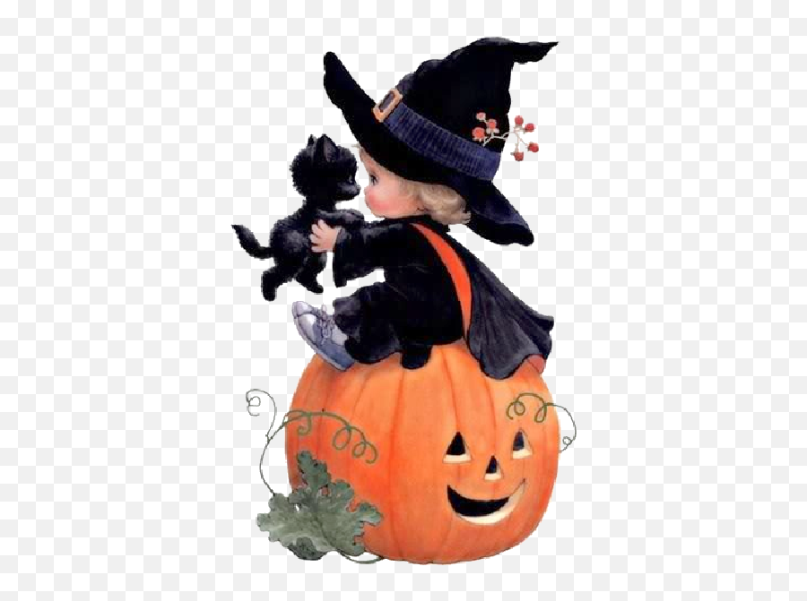 Cartoon Baby Witch With Black Catblack Hat Witches - Ruth J Morehead Halloween Png,Cute Witch Icon