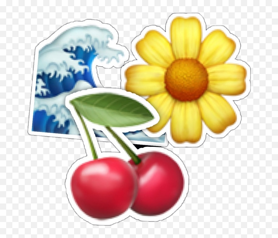 Emojis Iphone Iphoneemojis Cherries - Yellow Flower Emoji Png,Wave Emoji Png