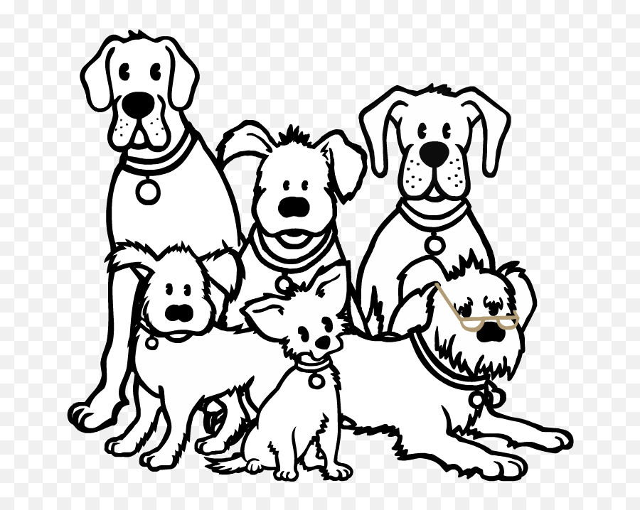 Group Of Dogs Png Black And White Transparent - Bunch Dogs Clipart Black And White,Black Dog Png