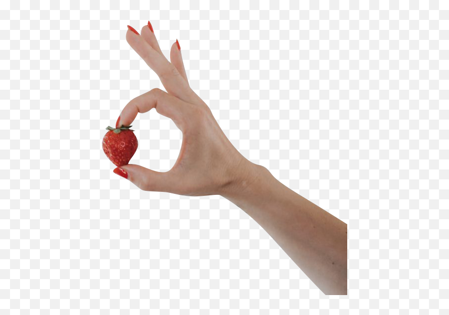 Strawberry In Fingers Transparent Background Png - Free Hand,Arm Transparent Background