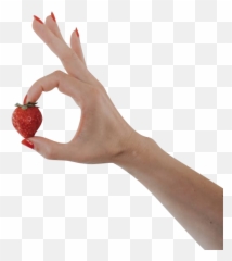Strawberry In Fingers Transparent Background Png - Free Hand