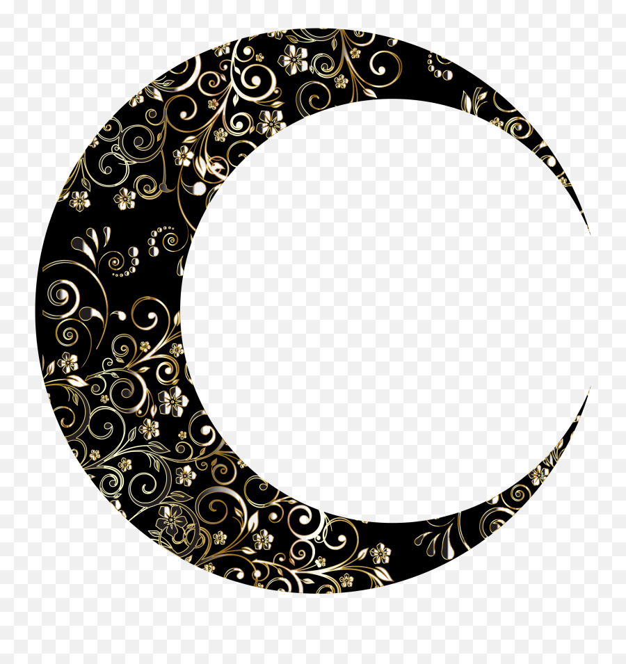Free Icons Png Design Of Gold Floral - Transparent Crescent Moon Art,Moon Clipart Transparent Background