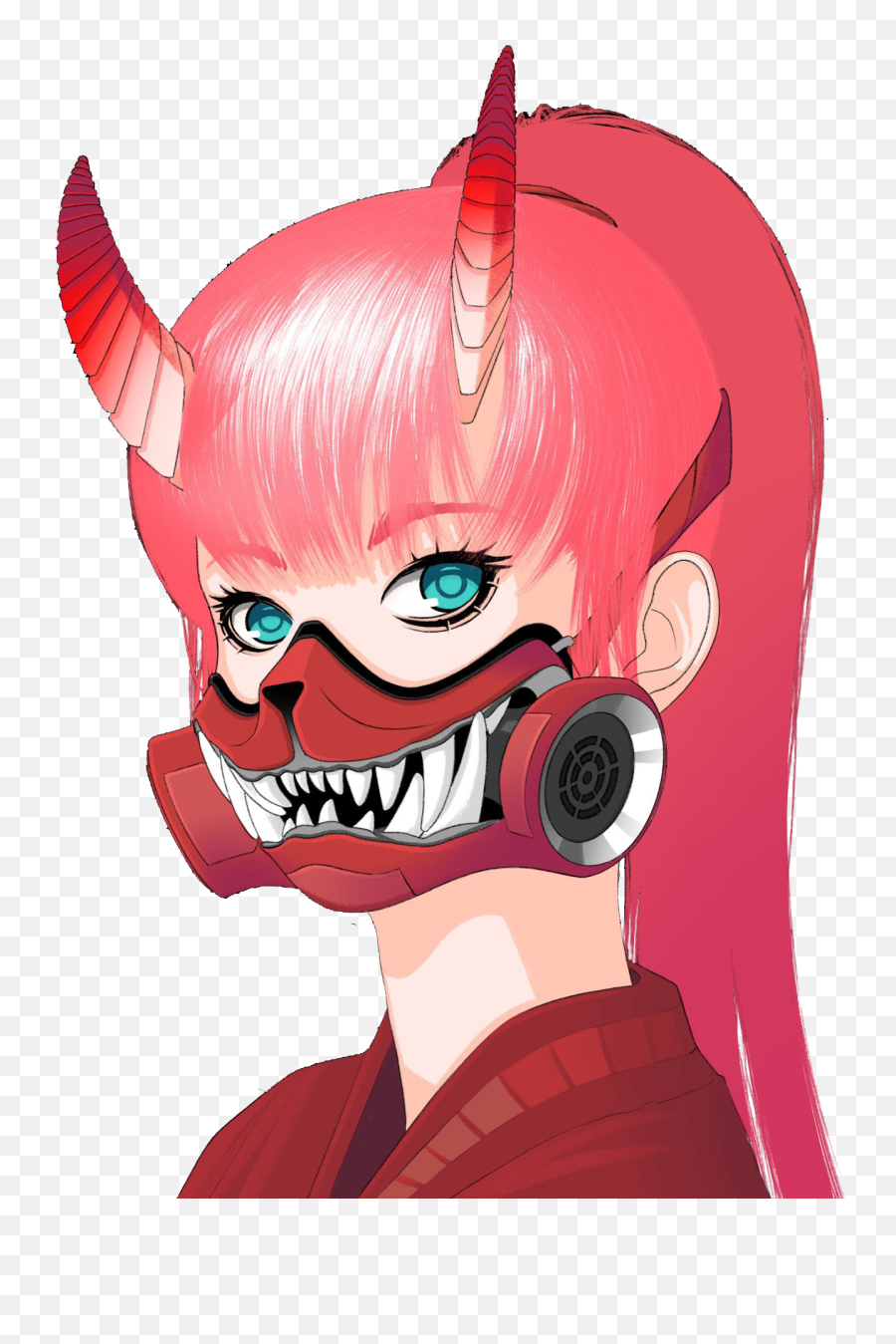 Zero Two With Oni Gas Mask Render - Zero Two Wearing A Mask Png,Oni Mask Png