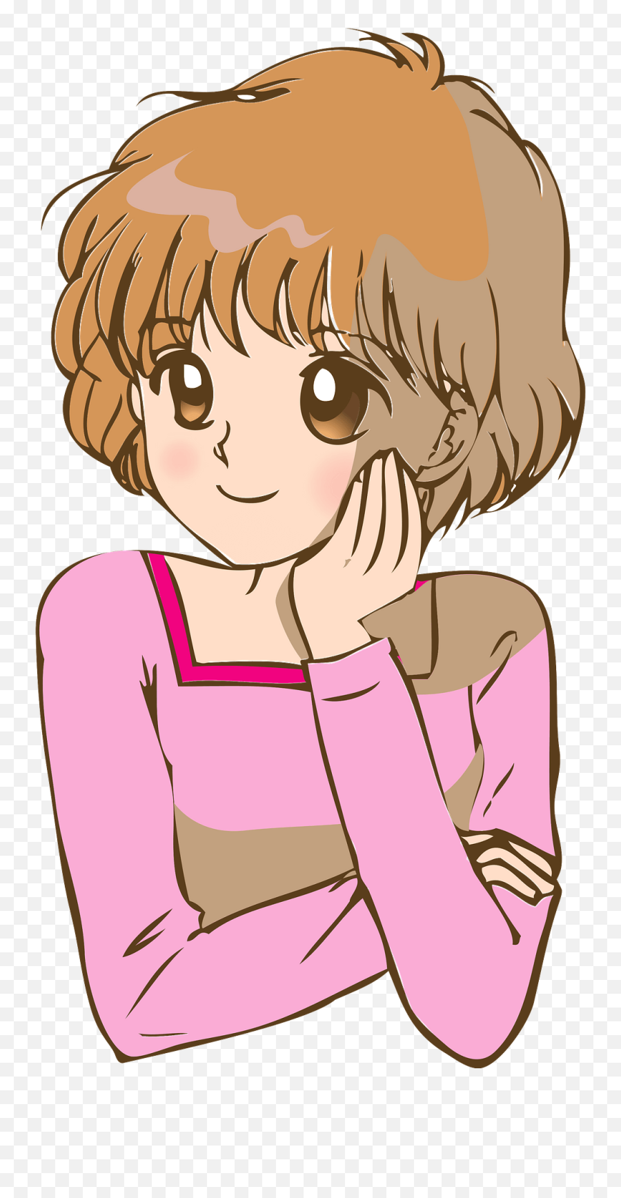 Anime Girl In A Pink Shirt Clipart Png Head