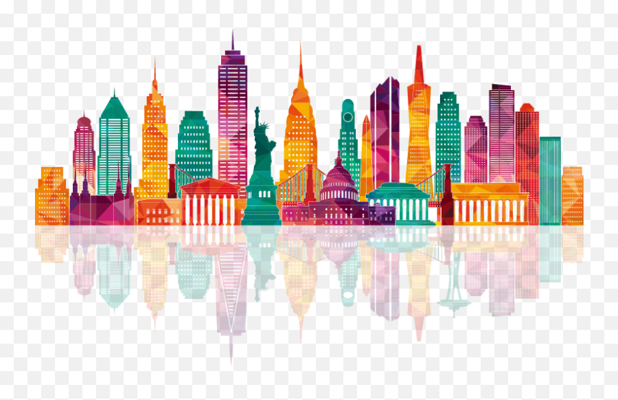 Skyline Clipart Colorful City - New York Png,New York Skyline Png