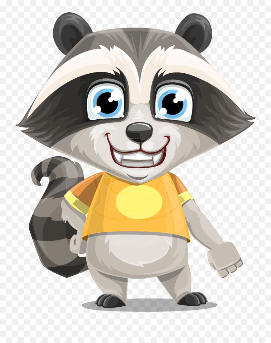 Download Hd Baby Raccoon Cartoon Vector Character Aka Roony - Racoon Cartoon Character Png,Raccoon Png