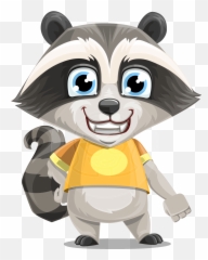 Download Hd Baby Raccoon Cartoon Vector Character Aka Roony - Racoon Cartoon Character Png,Raccoon Png