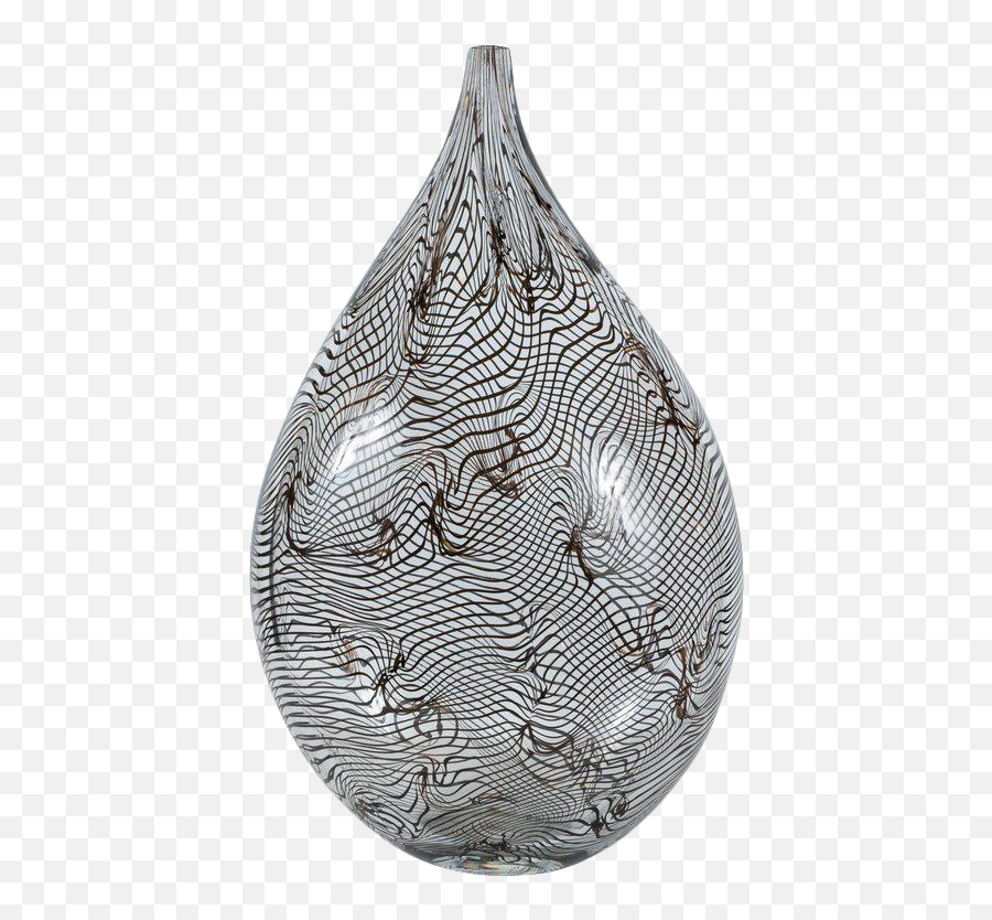 Modernist Hand Blown Murano Translucent Tear Drop Vase With Black Swirl Details - Vase Png,Tear Transparent