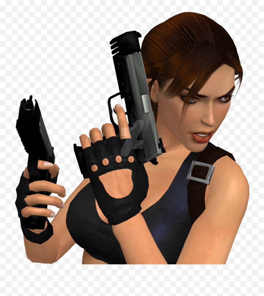 Lara Croft Tomb Raider With Guns Png Image - Purepng Lara Croft With Guns,Finger Gun Png