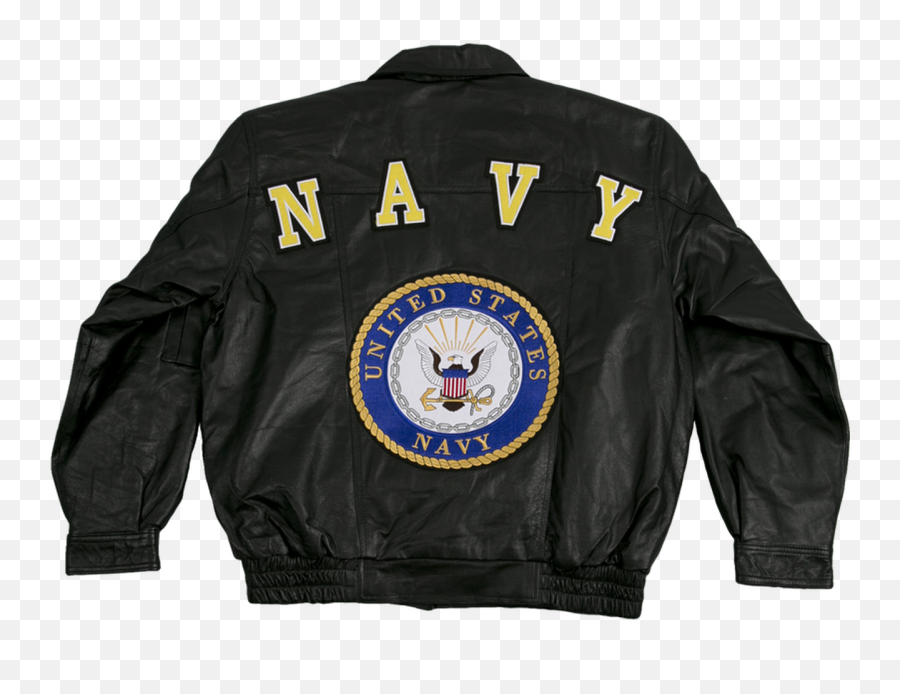 Jwm 05042 Navy Leather Bomber Jacket - United States Navy Png,Navy Logo Image