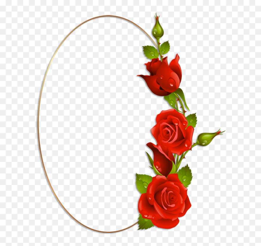 Oval Frame Rose Flower Borders For Paper - Love Kiss Red Rose Photo Hd Png,Rose Frame Png